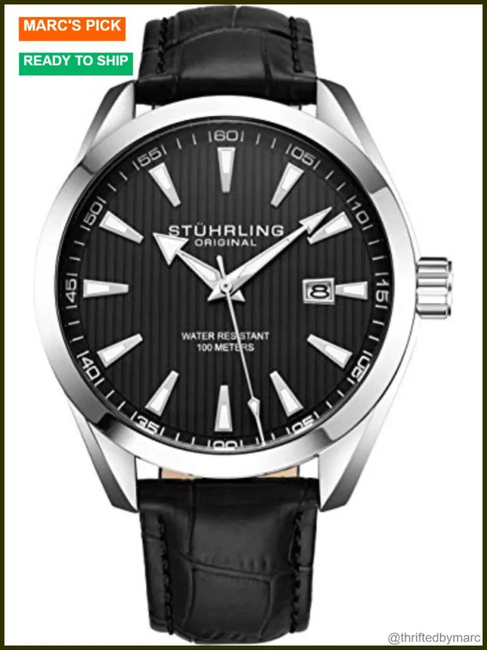 Men's Dress Watch - Analog Date Display Steel Case Leather Band
